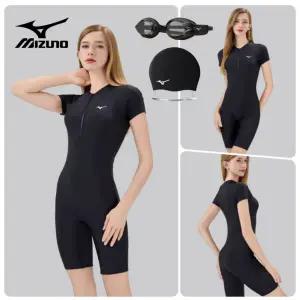 [미즈노] 여자 실내 수영복세트 5부 아쿠아로빅 수경 수모 원피스 강습용 여성 반팔 397AA
