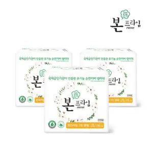 본생리대 국내산 초록마을 단독입점 본프라임 슬림날개형 그린 중형  16개입  3개