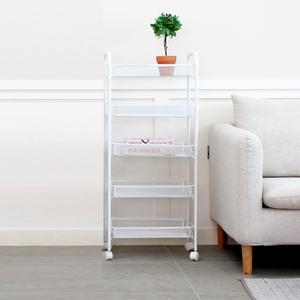 [리벤스] 다용도 이동식 5단 메쉬 틈새 수납선반(화이트)