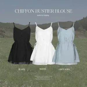 핫핑 [레이어드템] 라뽀 쉬폰배색 허리스트링 뷔스티에 블라우스