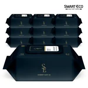 스마트에코 고평량 써밋82g 네이비 70매 10팩 캡형 엠보 아기물티슈