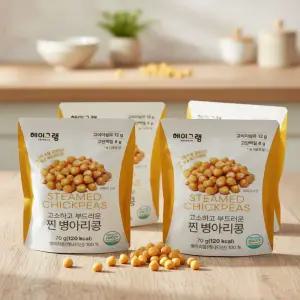 두보식품 찐 병아리콩 70g 4봉 대용량 단백질 식이섬유 간편식 스낵 과자 아침대용 콩 소포장 가정용