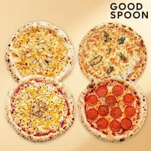 굿스푼 나폴리 화덕피자 4종 4판 고르곤졸라 마르게리따 페페로니 자연치즈 냉동 간식 배달