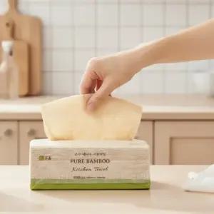 휴홈 무표백 순수 대나무 키친타월 100매, 9팩