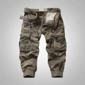 남성 밀리터리룩 7부 바지 전술 작업 멀티 포켓 카고 슬림 빅사이즈 캐주얼 밑단 배기