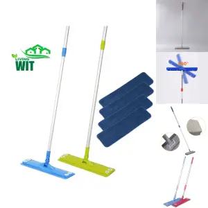 WIT 극세사 청소용 밀대 세트 핸들+전용패드 4P 블루/청소/청소기/회전/바닥/걸레/물걸레/청소포/대걸레