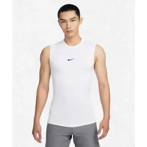 [나이키] NIKE 프로 드라이 핏 타이트 민소매 피트니스 탑 M - 화이트 블랙 FB7915-100 2414756
