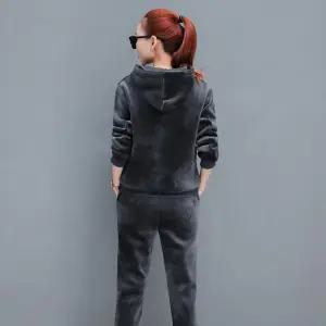 벨벳 트레이닝 세트 겨울 슬림 츄리닝 후드 여성 기모 셋업 와이드 여자 후드집업 반팔