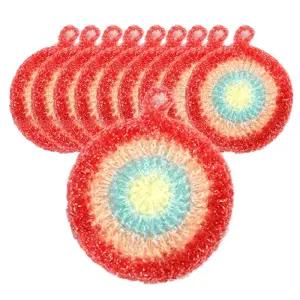 KR리빙 우리집 수공예 손뜨개 아크릴 수세미 (무지개) 1개입 10개