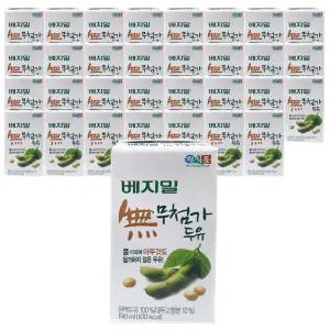 베지밀 무첨가 두유 순수한콩 원액 100%,190ml 32개