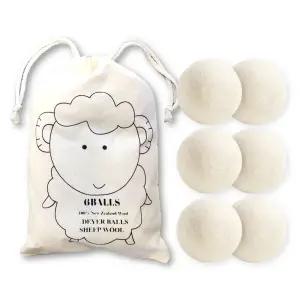 양모 드라이어볼 건조기 양모볼 건조볼 6P 정전기/런드리/볼/공/드라이/세탁용품/빨래/가정용/편리한/방지