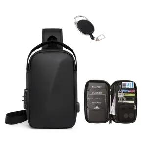 TSA 자물쇠 3중보안 도난방지 슬링백 크로스백 RFID 차단 소매치기방지 여권가방 여행가방