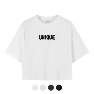 [프로젝트엠][프로젝트엠] PRJCT 여성 드롭숄더 오버핏 크롭 반팔티_EYE2TR2753