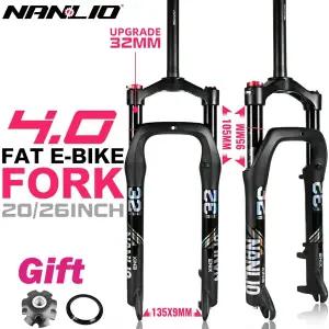 Nanlio 2026인치 팻 바이크 서스펜션 포크 - 135x9mm 너비 - 4.0-4.8 타이어에 적합 눈 지형 오일 에어 포