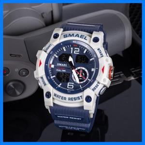 SMAEL 스포츠 시계 남성 알람 스톱워치 LED 디지털 백 라이트 듀얼 타임 디스플레이 방수 시계 남성용 8007