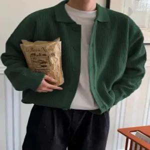 남녀공용 골지 니트 가디건 봄 가을 간절기 루즈핏 스탠드업 칼라