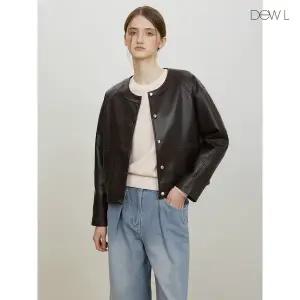 [듀엘링](하남점) 라운드넥 레더 자켓 BR_D261PSG702