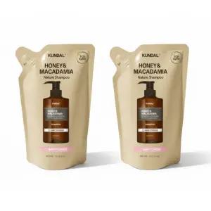 쿤달 허니 앤 마카다미아 네이처 샴푸 리필팩 베이비파우더향 400ml 2개