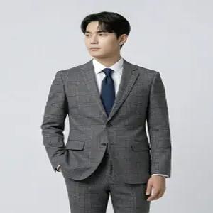 [BY파크랜드][by파크랜드]그레이 체크 모혼방 스트레치 수트셋업-A5SS2310414A_A5