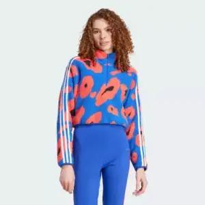 아디다스긴팔티 IY1664 에센셜 3S 애니멀 프린트 하이파일 크롭 쿼터집 탑