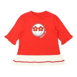 [프랜치캣](의정부점)Q32DAT060 U RED 주름배색 롱 티셔츠