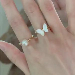 나비 골드 진주 free 패션 반지 / 써지컬 프리사이즈