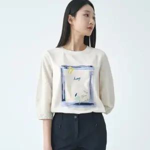 [지센] 여성 우븐패치 7부 티셔츠 LCTSO330_LB