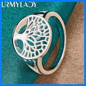 URMYLADY 925 스털링 실버 생명의 나무 7-10 #   여성용 반지 결혼식 참 약혼 패션 단순 주얼리