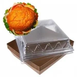 국산 사각 테이크아웃 용기 5개입 햄버거 샌드위치 포장용 런치 박스 일회용 도시락