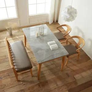 [헤닝] 클리프2 4인용 양면 통세라믹 원목 식탁세트 의자2 벤치1