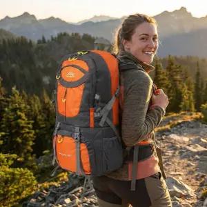 방수 대형 등산가방 60L 오렌지 등산백팩 트레킹 배낭 캠핑 백팩