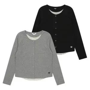 [에꼴리에] 세이브존03 스트라이프 레이어드 가디건티 26A1458-BK/GY (S46769384)