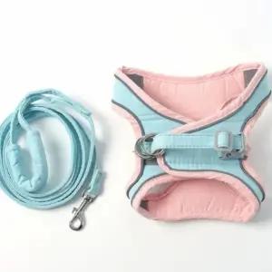반려견 애견 외출 산책 하네스 가슴줄 리드줄 강아지 옷 DP62097핑크스카이M [포미런]