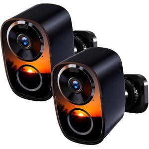 2026년 업그레이드된 2K 카메라 무선 실외기(2팩), 무료 클라우드 및 SD 스토리지, 긴 배터리 수명, 2.4G/5G 와이파이 지원, 동작 감지, 컬러 나이트 비전, 스포트라이트, 방수, 양방향 대화