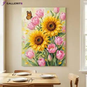 [GALLERITS]해바라기 튤립 꽃 그림 거실 인테리어 액자 가게오픈 집들이 선물