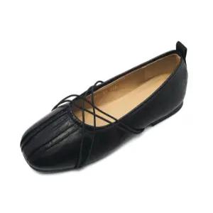 [스타필드 안성 스퍼]_Pleats X-Elastic String 플랫슈즈(3color)_UA9017BK