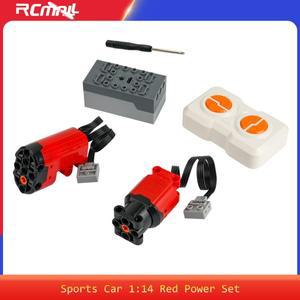 스포츠카 기술 블록 1:14 레드 파워 기능 L/서보 모터 세트 리모컨 포함 Moc 브릭 DIY 부품 모델 키덜트