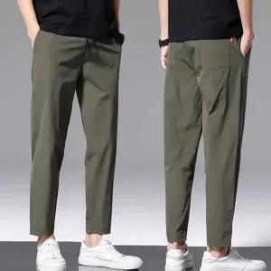 남성 여름 슬랙스 링클프리 냉감 아이스 남성 쿨링 팬츠 스판 속건성 탄력적 기능성 실크 방지 주름