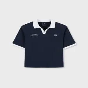 26S 여성 W 더블니트 오픈카라 폴로 티셔츠 네이비 [TWPQ10261-NYS]