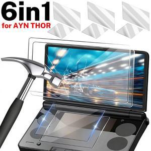 AYN THOR 게임 콘솔용 6in1 듀얼 OLED 스크린 프로텍터 보호 필름용 긁힘 방지 강화 유리 투명 커버