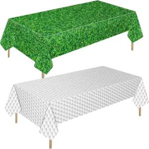 믹스위어 2종 골프 잔디 플라스틱 식탁보 생일 파티 장식 54 x 108 인치 직사각형 식탁 커버 스포츠 테마