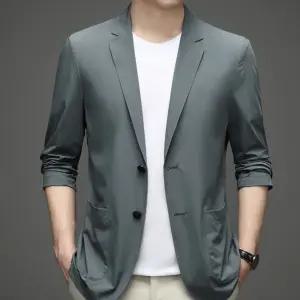 남성 캐주얼 상의 솔리드 얇은 정장 재킷 봄가을 스타일리시 긴팔 비즈니스 CH3