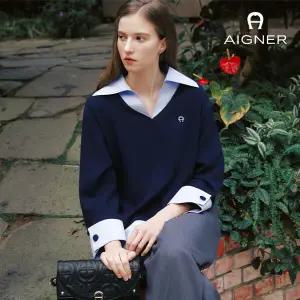 아이그너 26SS 카라 셔츠 배색 풀오버