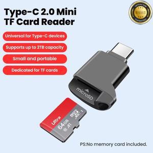 타입-C 2.0 미니 TF 카드 리더 외장 스토리지 블랙 스트레치 메모리 스틱용 USB C 아이폰 17 16