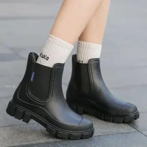 [오노마] ONM 적당한 굽 베이직 디자인 여성용 숏 레인부츠