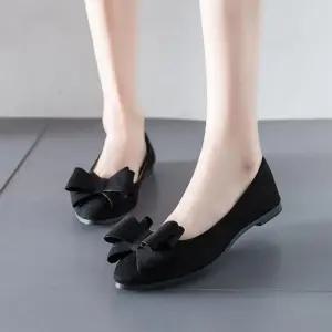 [오노마] ONM 커다란 리본 포인트 여성 스웨이드 플랫슈즈