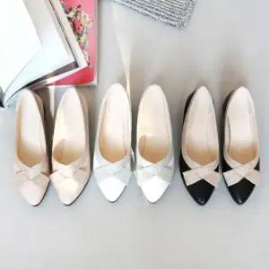 [라일리의류] Rly 여성스러운 글리터 리본 플랫 펌프스 SJ-374