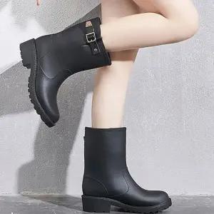 [라일리의류] Rly 신발 버클 레인 블랙 부츠 장화 스티치 방수 가벼운