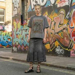 [피플오브더월드] 루나 워싱 아트웍 컷팅 티셔츠