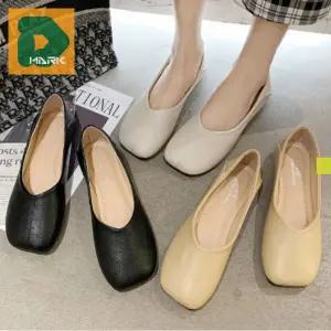 발레리나플랫슈즈 여성 올블랙 단화 앞코 걷기 플랫 편한 라이트 블랙 로퍼 구두 신발 슈즈 타비 여름 사각